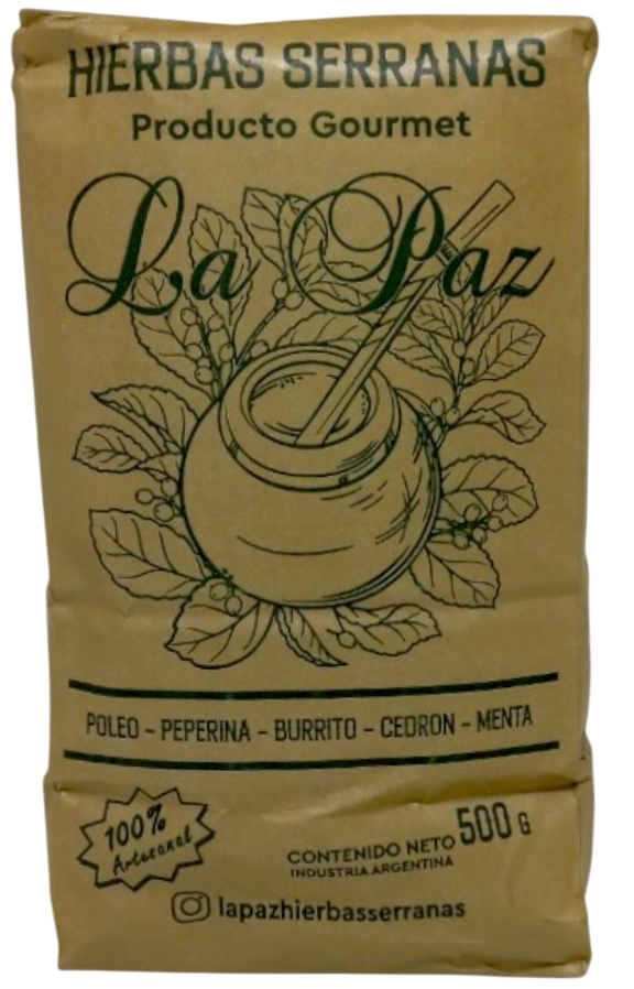 HIERBAS SERRANAS (POLEO/PEPERINA/BURRITO/CEDRON/MENTA) LA PAZ X 500 GRS