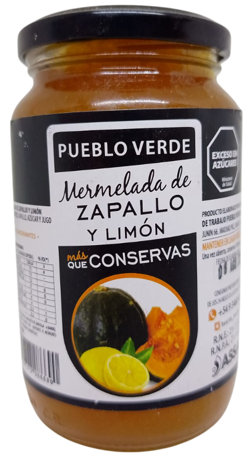 MERMELADA ZAPALLO Y LIMON PUEBLO VERDE X 360 GRS