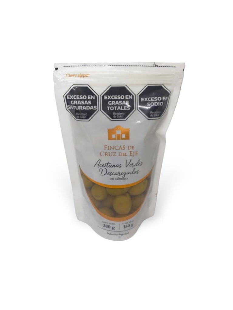 ACEITUNAS VERDES DESCAROZADAS FINCAS DE CRUZ DEL EJE X DOY PACK X 150 GRS