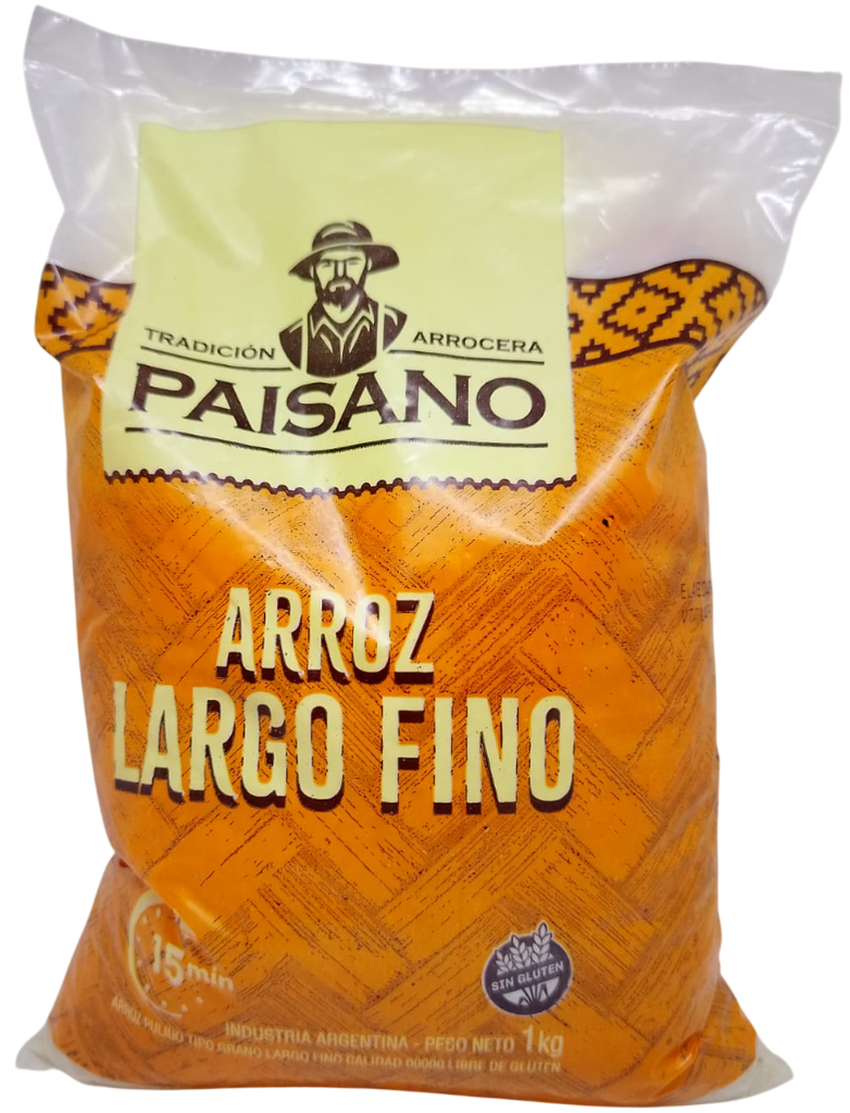 ARROZ BLANCO LARGO FINO PAISANO X 1KG