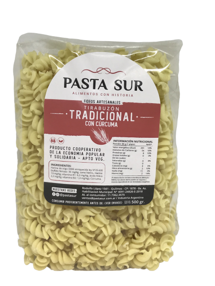 ​​​​​FIDEOS AGROECOLÓGICOS TIRABUZON TRADICIONAL PASTA SUR X 500 GRS