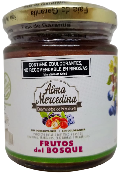 MERMELADA FRUTOS DEL BOSQUE SIN AZUCAR  ALMA MERCEDINA X 190 GRS
