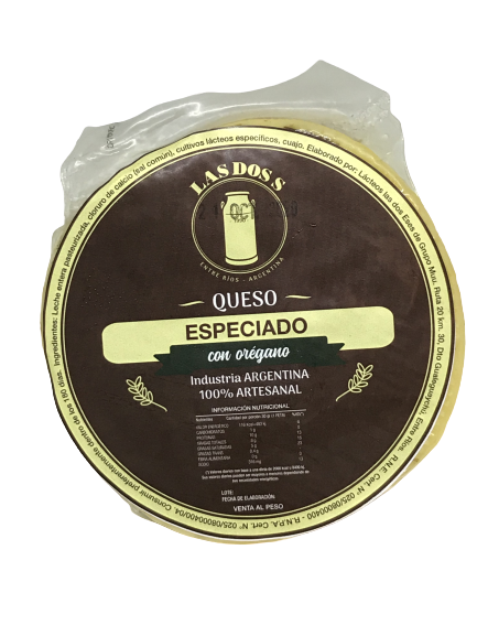 ​QUESO ESPECIADO CON OREGANO LAS DOS S -HORMITA 500 APROX-