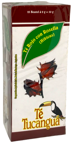 ​​​TE ROJO CON ROSELLA SAQUITOS TUCANGUA CAJA X 25 U